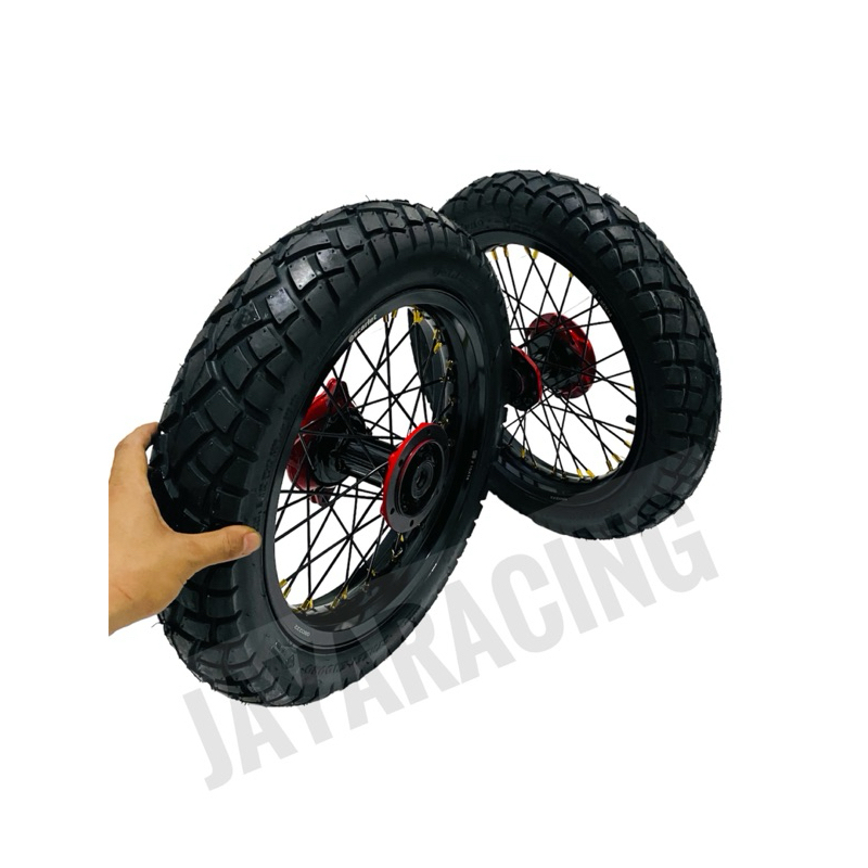 Velg scarlet supermoto mini ring 14 Klx 150 dtracker 150 crf 150 wr 155 plus ban siap pakai