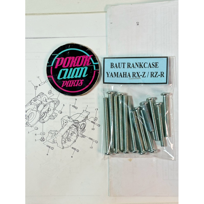 baut crankcase mesin Yamaha RX Z RXZ RZR