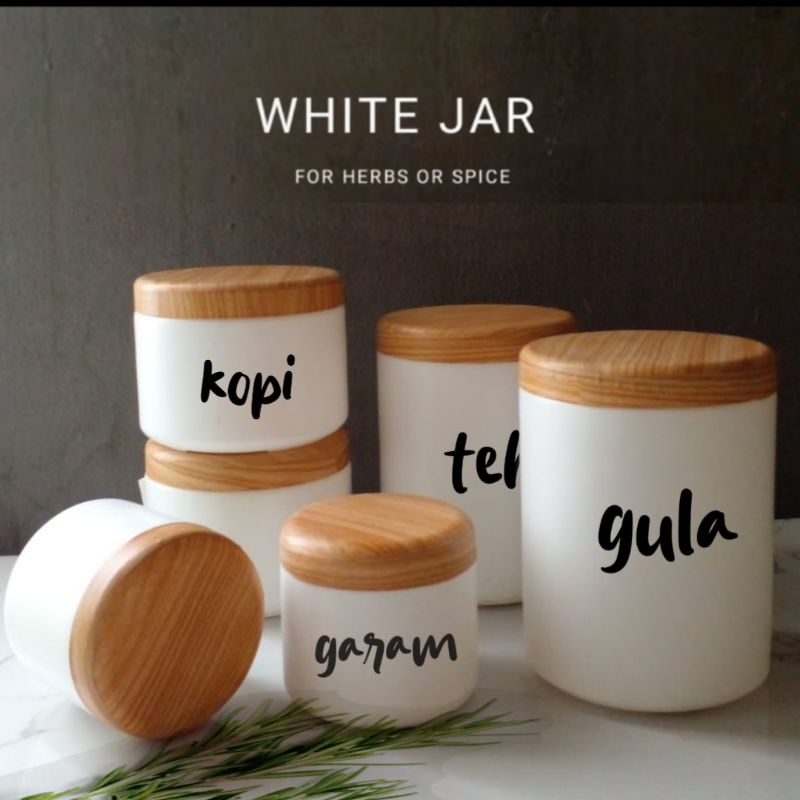 1000 ML WHITE JAR | EMELY SATUAN | toples plastik PUTIH toples bumbu toples Aesthetic