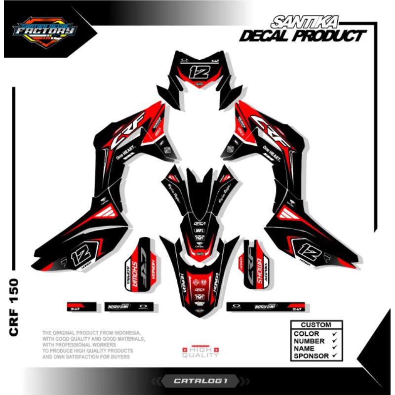 STIKER DECAL MOTOR CRF 150L NEW DESAIN/CRF 150L/STIKER MOTOR CRF 150L/DECAL CRF KEREN FULL BODY