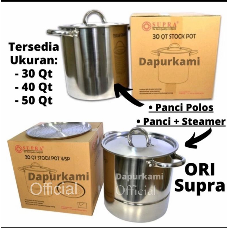Panci Stockpot Supra 50 Qt • Stockpot Steamer Supra 50 Qt • Panci Supra ORI • Steamer 50 Qt