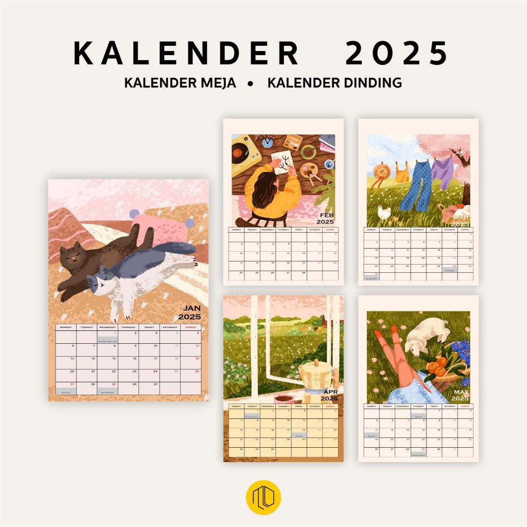 

Kalender 2025 Aesthetic Tema Piknik / Calendar 2025 / Desk Calendar / Kalender GEN Z / Kalender Motif Taman / Kalender Rustic Vintage 2025