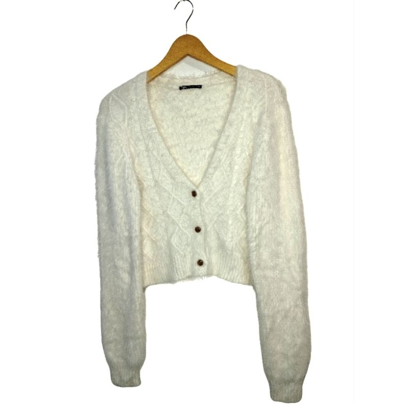 Cardigan Anggora Zara V-Neck White