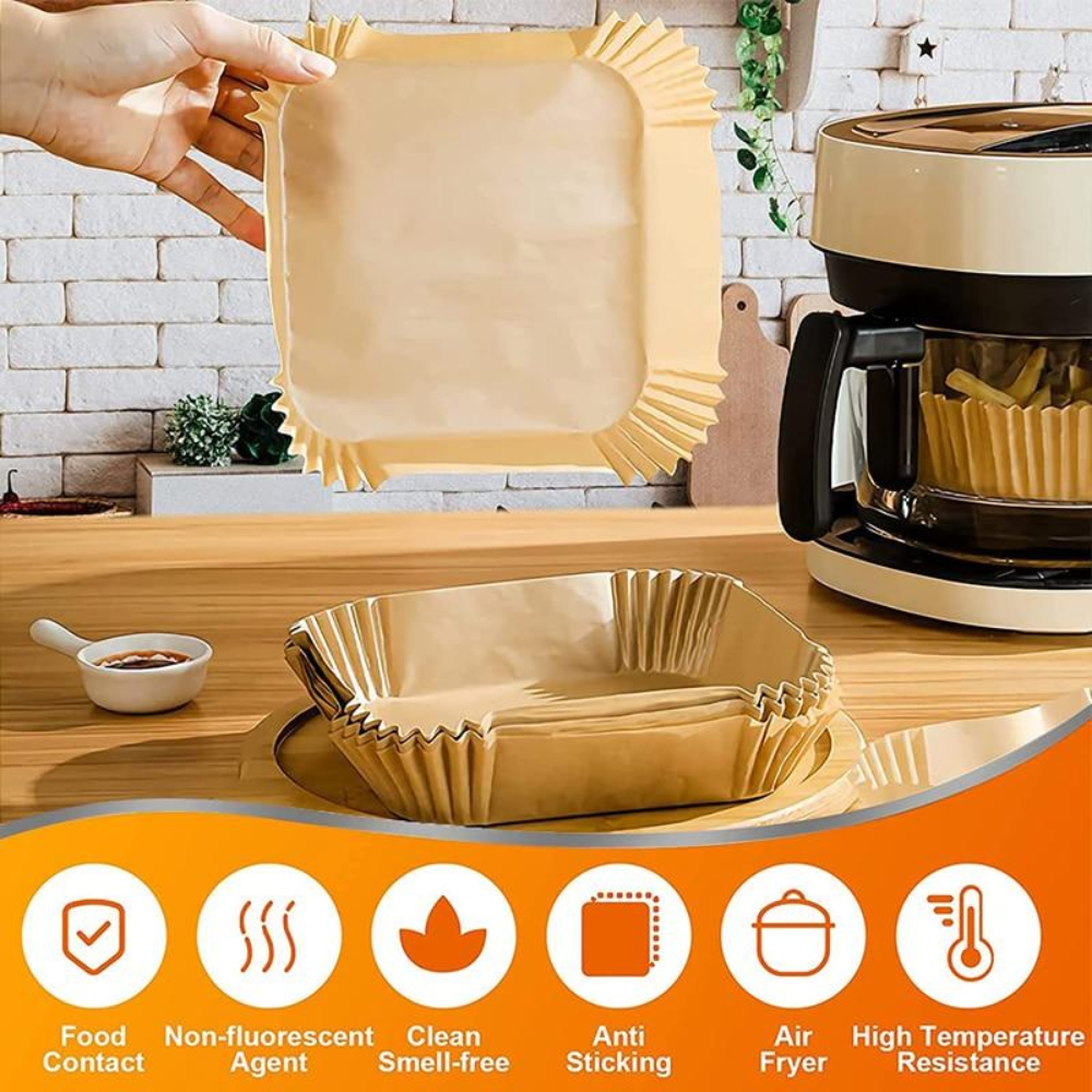Kertas / paper air fryer anti lengket 50 PCS 16cm Baking Paper Tahan Minyak Sekali Pakai 50pcs