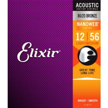 Elixir Nanoweb 80/20 Bronze Light Medium 11077 12 56 Senar Gitar Akustik String Original