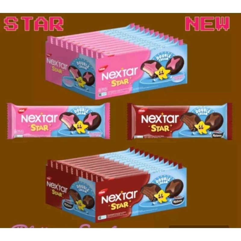 

nextar star double cream 10 pcs x 31gr coklat stroberi