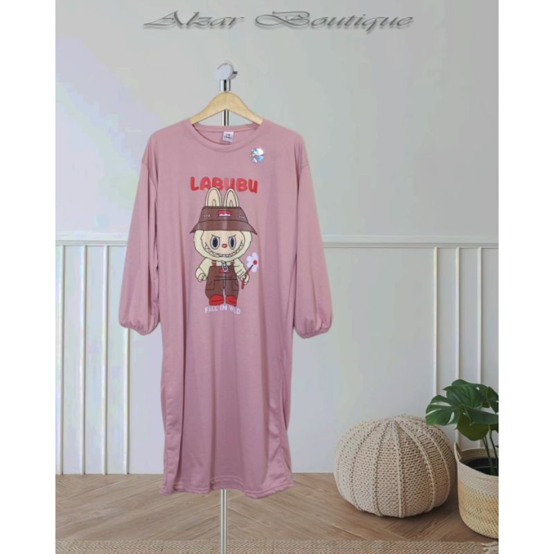 Kaos tunik Labubu JUMBO LD 120 bahan combed