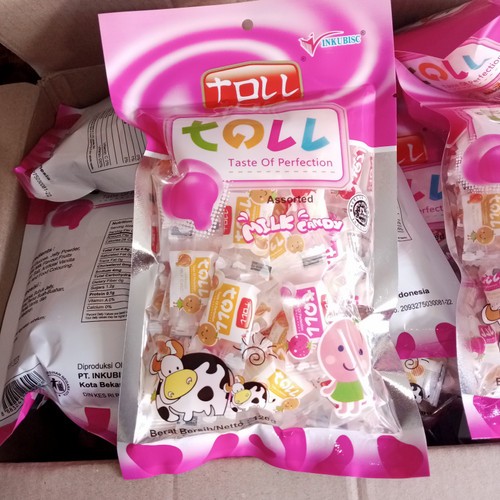 

Permen TOLL Permen susu korea kenyal / Milk candy orange taro stroberi 120 gr isi 30 pcs