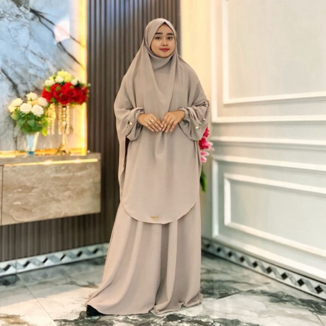Noya Dress Set French Khimar - Gamis Abaya Umroh Jumbo