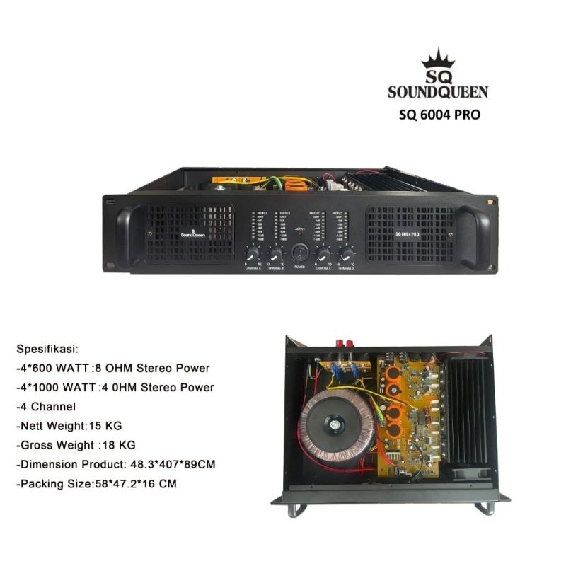 Power Soundqueen SQ6004 PRO sq 6004pro 4 channel original