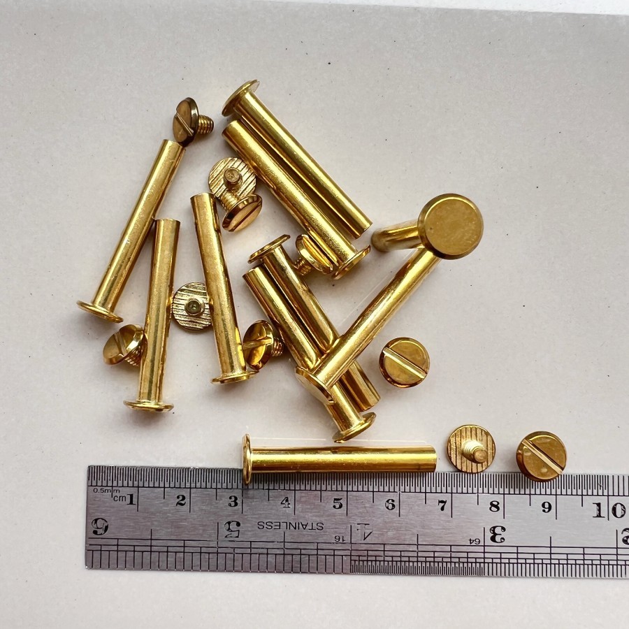M2  10pcs Baut Skrup Screw Paku Rivet 35mm x10 mm Gold Baut Agenda Tas Dompet