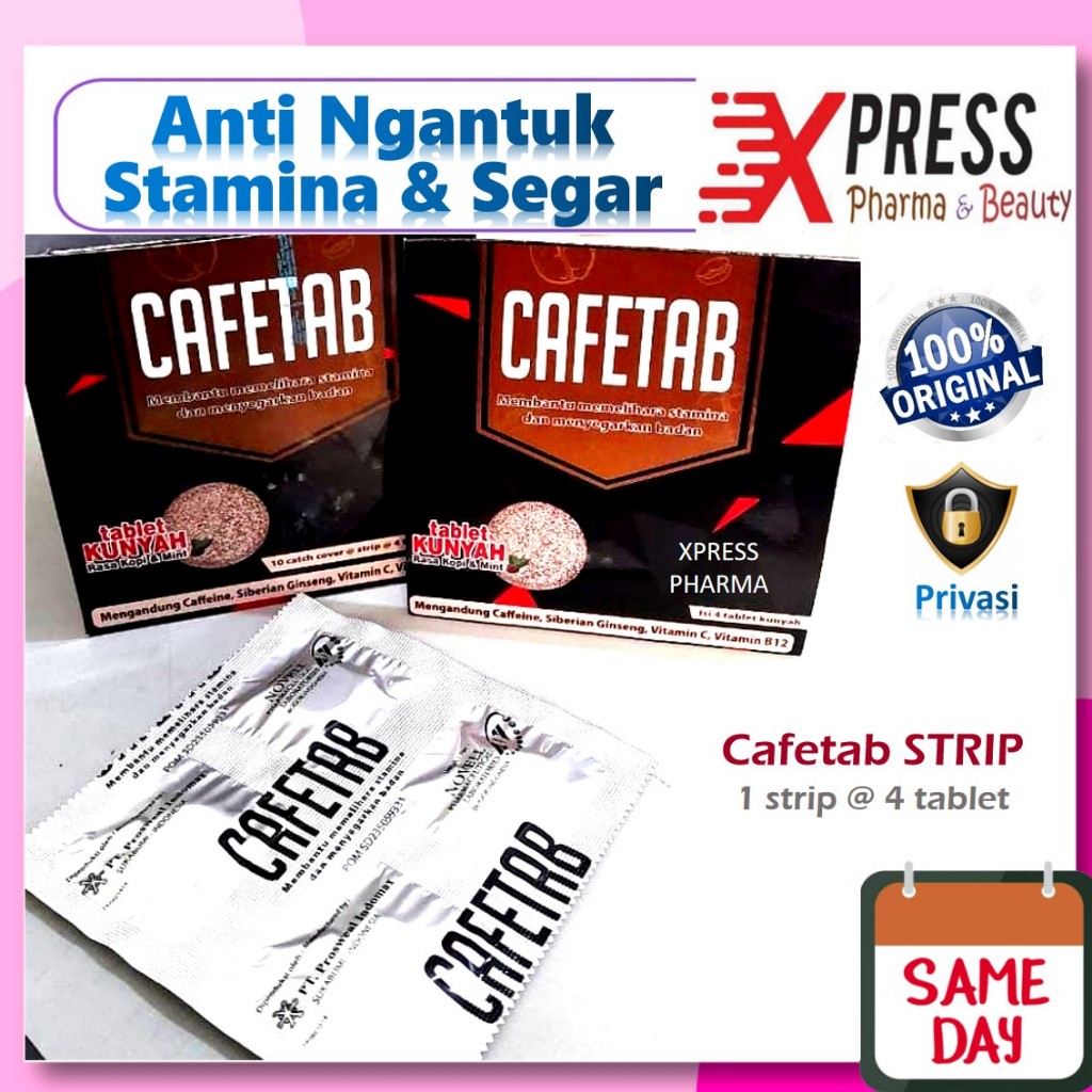 XPRESS  STRIP CAFETAB Permen Cafetab strip anti ngantuk tablet kunyah ganti tabmax Mint Esepuluh isi