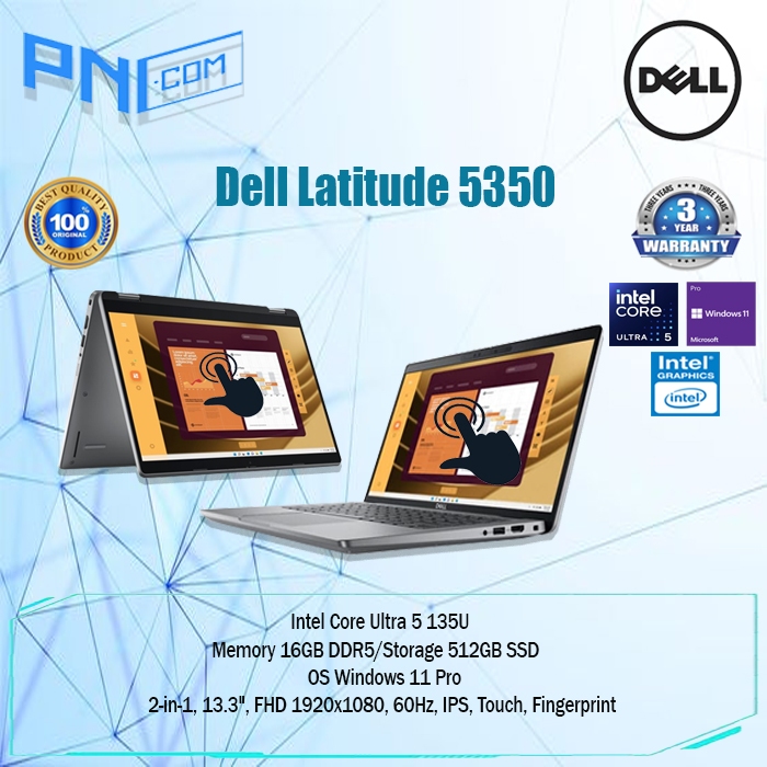 Dell Latitude 5350 2in1 Ultra 5 135U 16GB 512GB SSD WIN11PRO 3Yr Touch