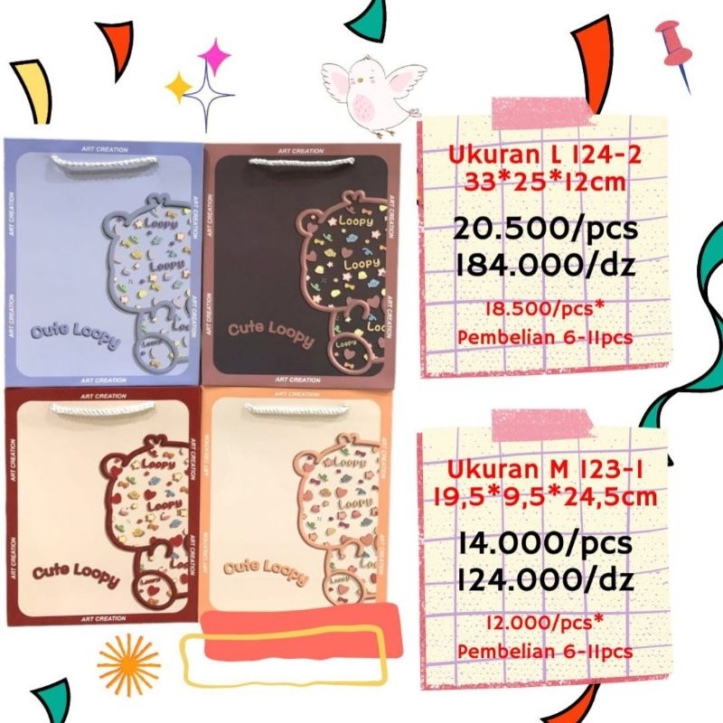 

PAPERBAG LOOPY (UK L) LUCU ANEKA WARNA