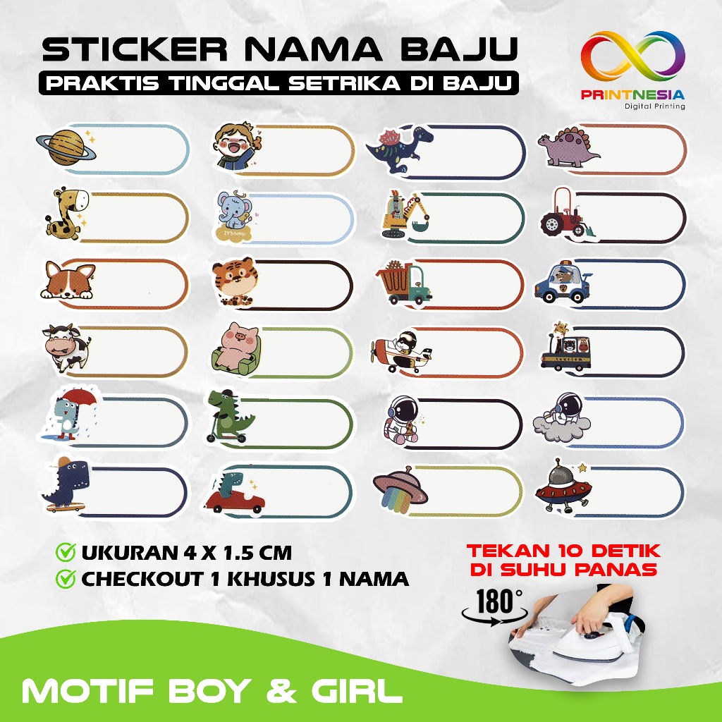 

Sticker Nama Baju Praktis Tinggal Setrika di Baju - Printnesia