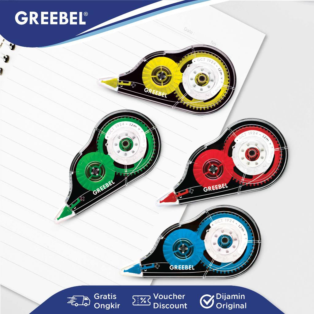 

GREEBEL Correction Tape GCT-1924 / Tip-ex Kertas Roll, Tipe X Kertas pulpen, Pita Koreksi, Tip X