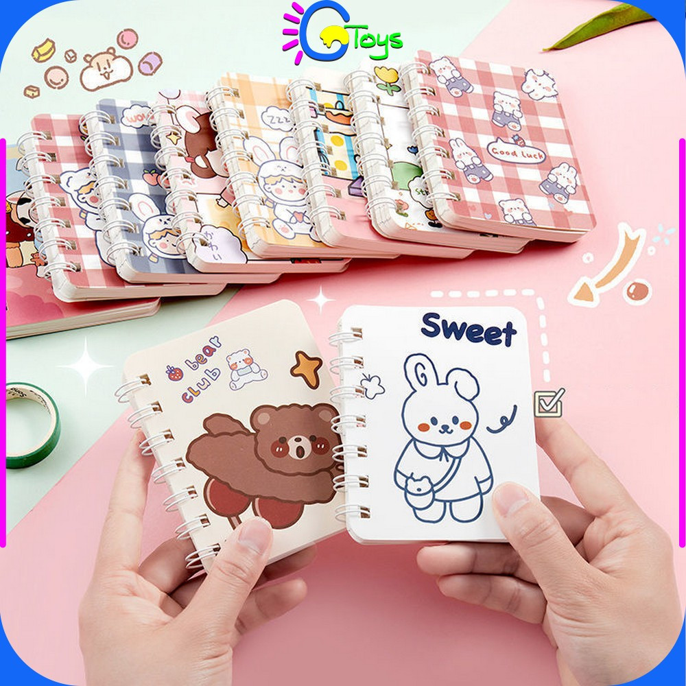 

CR-A58 Buku Catatan Kartun Memo Kecil A7 80 Lembar / Buku Kecil Notebook Ring Motif Notepad / Buku Mini Alat Tulis Portable