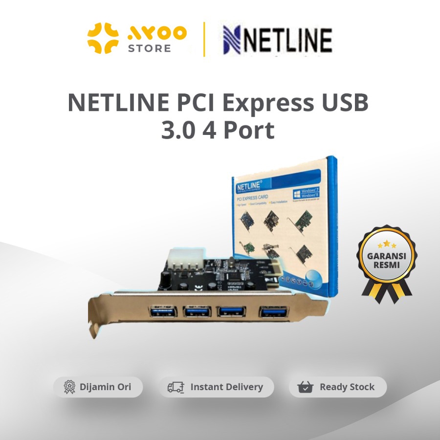 NETLINE PCI Express USB 3.0 4 Port [PCIE USB 4 PORT]