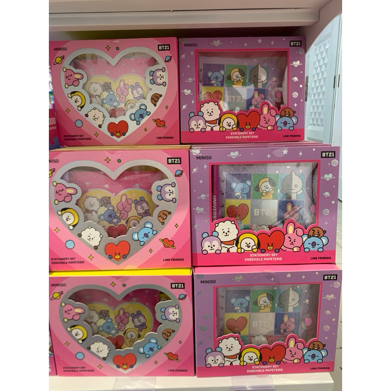 

Miniso X BT21 Collection Pink Stationery Set (80-Sheet Wire-Bound Book, Gel Pen, Sticker)