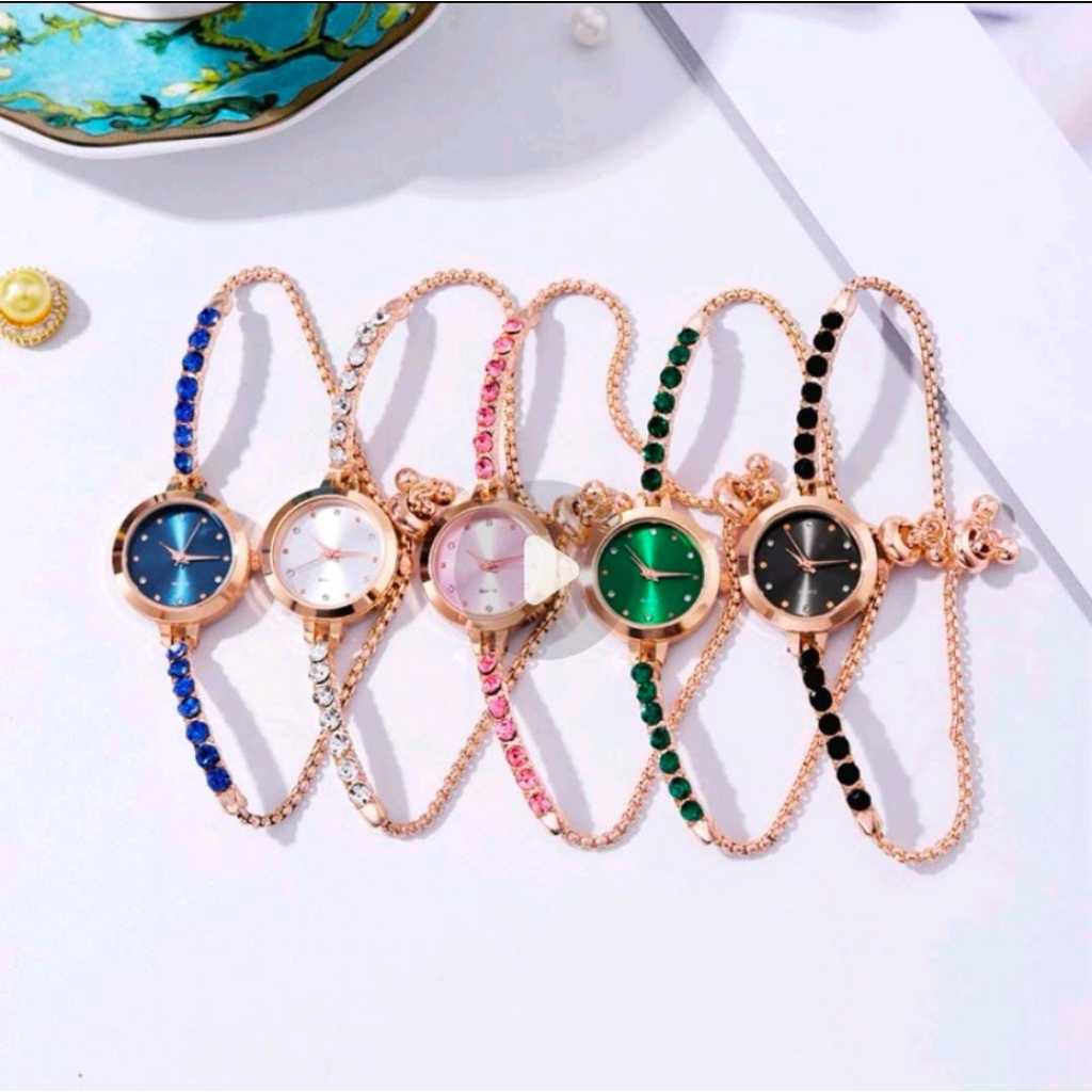 Mooney Jam Tangan Wanita Tali Serut Analog Fashion Korea Jam Quartz Rantai Tali Serut CH100