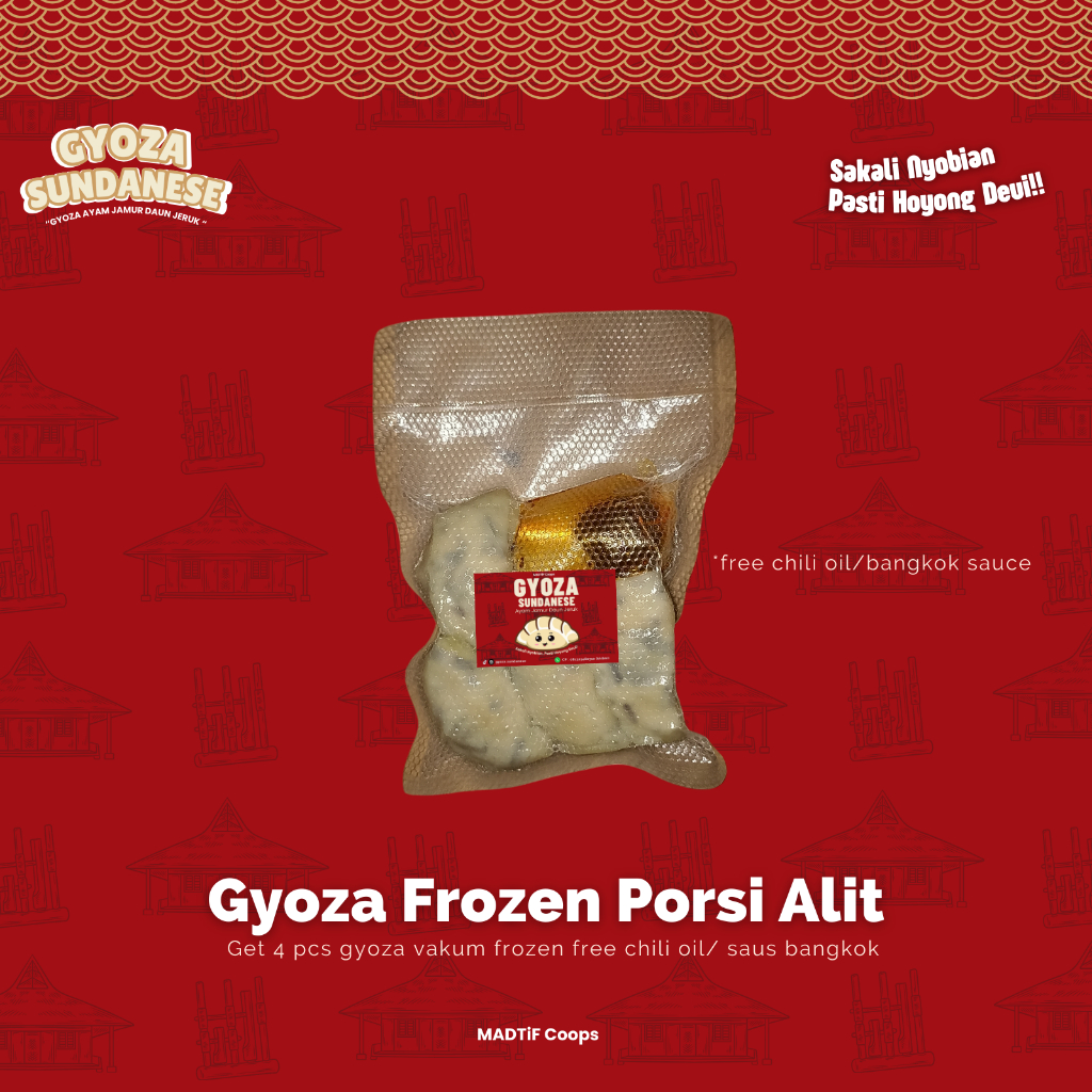 

Gyoza Frozen Isian 4pcs free chili oil/saus bangkok | Gyoza Sundanese Isi Ayam Jamur Daun Jeruk