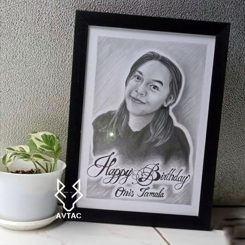 Lukisan - Sketsa Wajah - Gambar Sketsa - Sketch - Drawing - Art - Hiasan - Dekorasi - Kado Ulang Tah