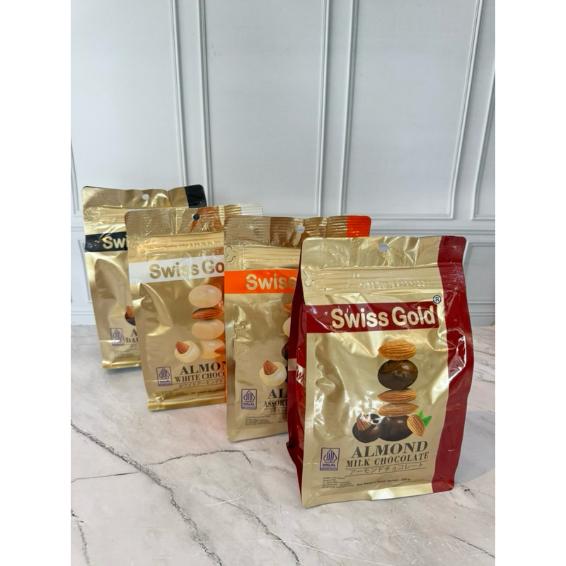 

Coklat Cokelat Almond Chocolate Almond Swiss Gold Premium Original 100% Oleh Oleh Haji Dan Umrah