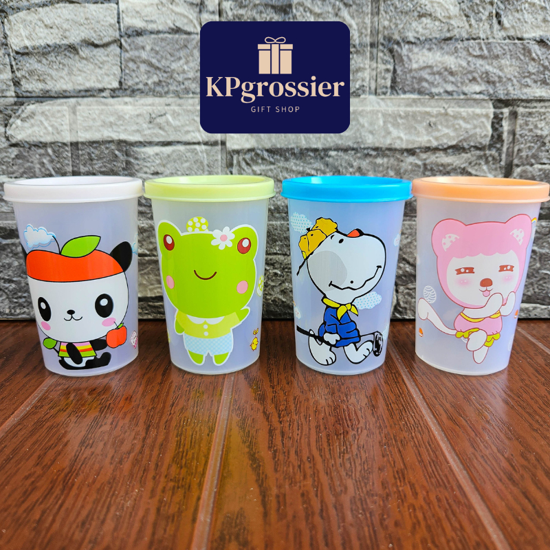 Gelas Minum Anak Plastik Karakter Kartun Lucu 300ml