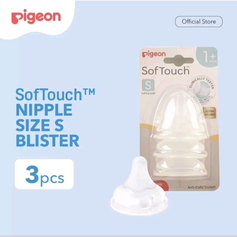 PIGEON SOFTOUCH PLUS NIPPLE 3PCS BLISTER S / M/ L / Nipple Pigeon /Dot Pigeon
