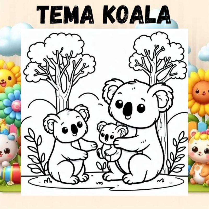 

KERTAS MEWARNAI/KERTAS MENGGAMBAR/BUKU GAMBAR/COLORING/SKETSA HEWAN/KOALA
