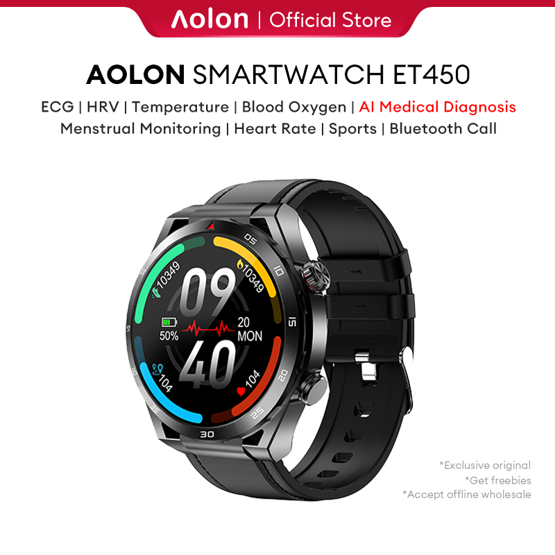 Aolon ET450 ECG Smart Watch | Medical Grade |  EKG | Blood Pressure/Oxygen/Glucose Monitoring | 24H 