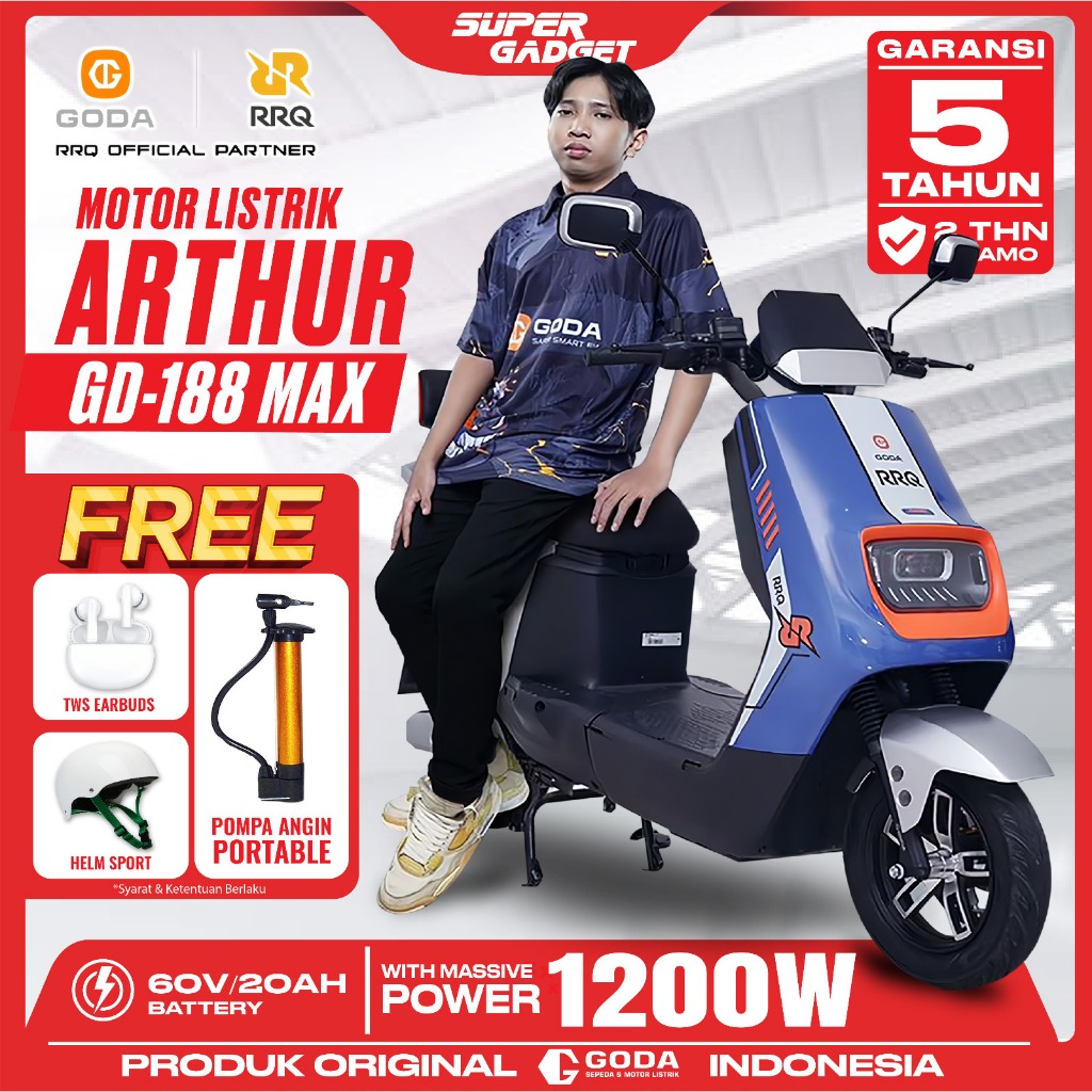 GODA 188 MAX ARTHUR Motor Listrik 60V/20AH Garansi Resmi