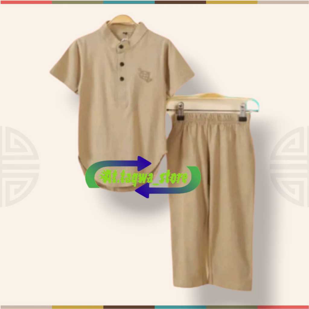 1 Stel Koko Asraf Bordir Anak Terbaru Free Peci Umur 1-10 Tahun / Baju Muslim Anak Laki-Laki