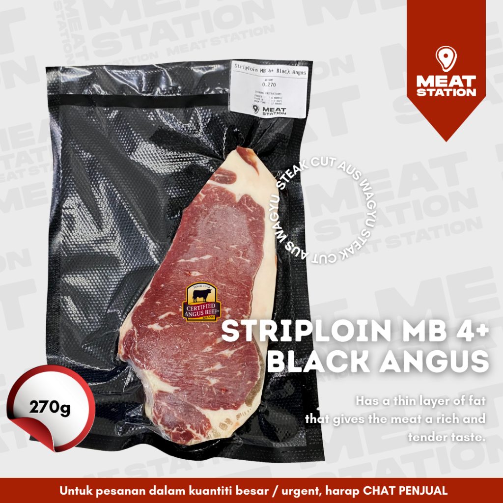 

Striploin MB 4+ Black Angus 270g / Beef Steak Cut / Beef Import