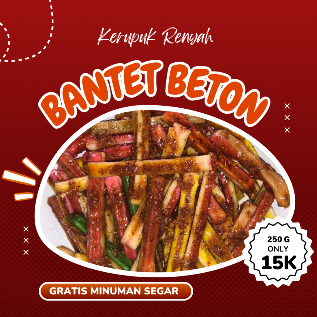 

[GRATIS MINUMAN] bantet beton - kerupuk bantet beton gurih pedas 250 gr by Emak kita