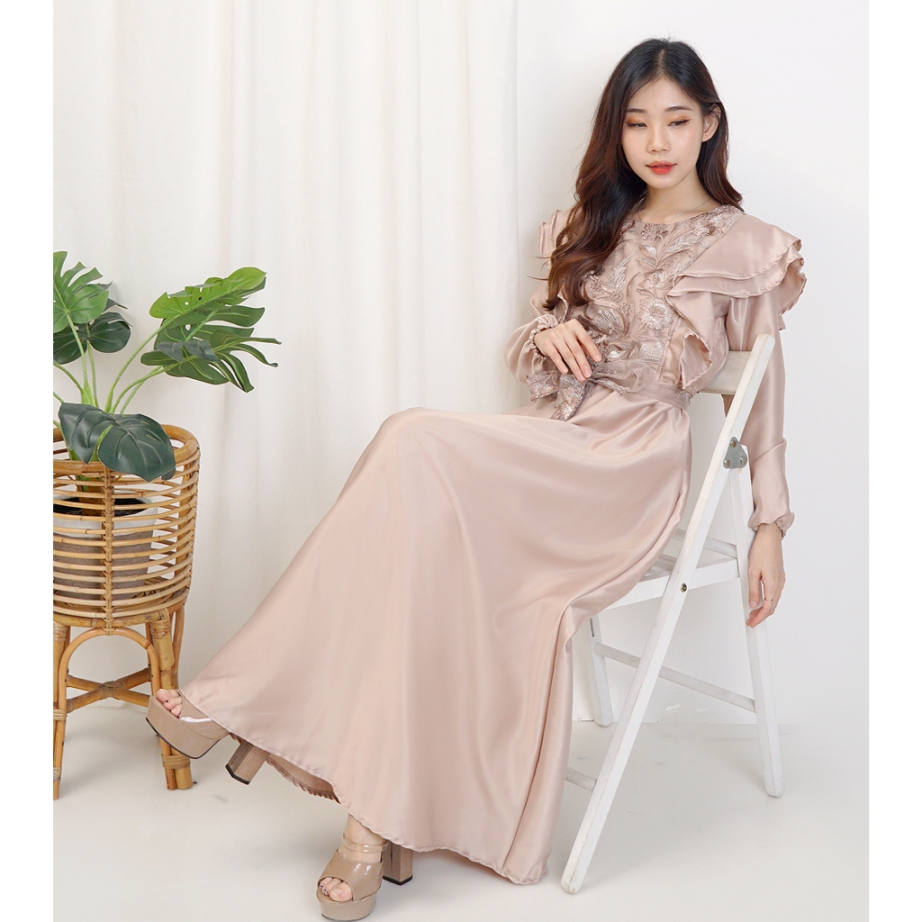 K289 Long dress Pesta Wanita Elegan / Baju Gamis Kondangan Hijab / Gaun Graduation