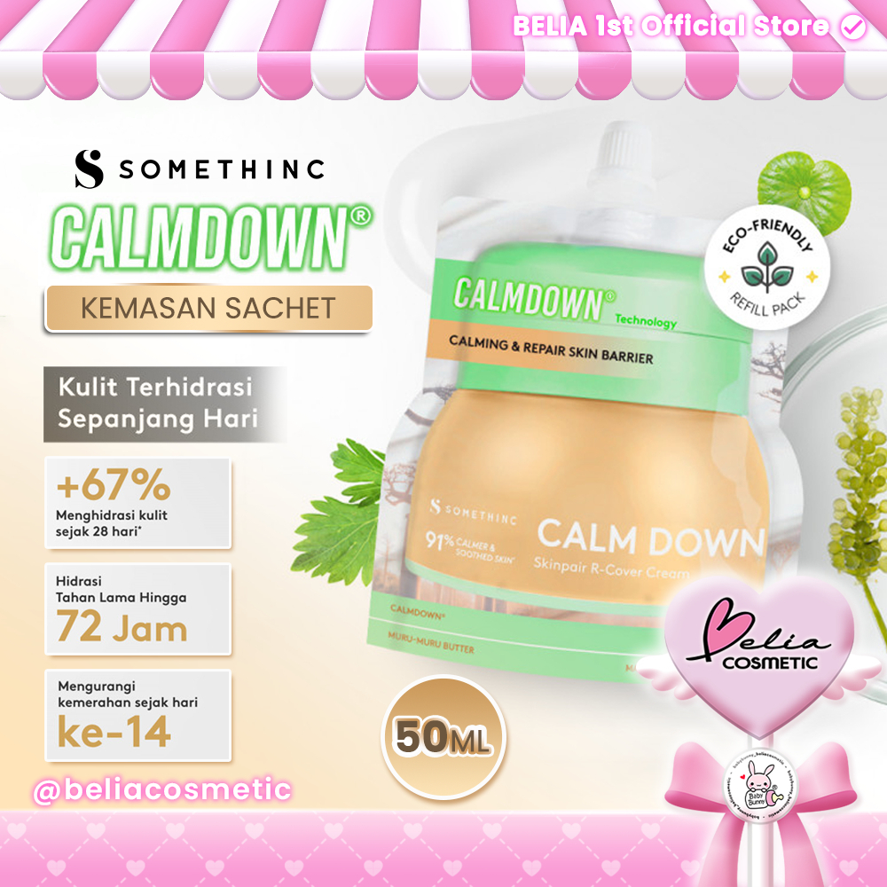 ❤ BELIA ❤ SOMETHINC Calm Down! Skinpair R-Cover Cream Moisturizer SACHET Kemasan Refill 50gr
