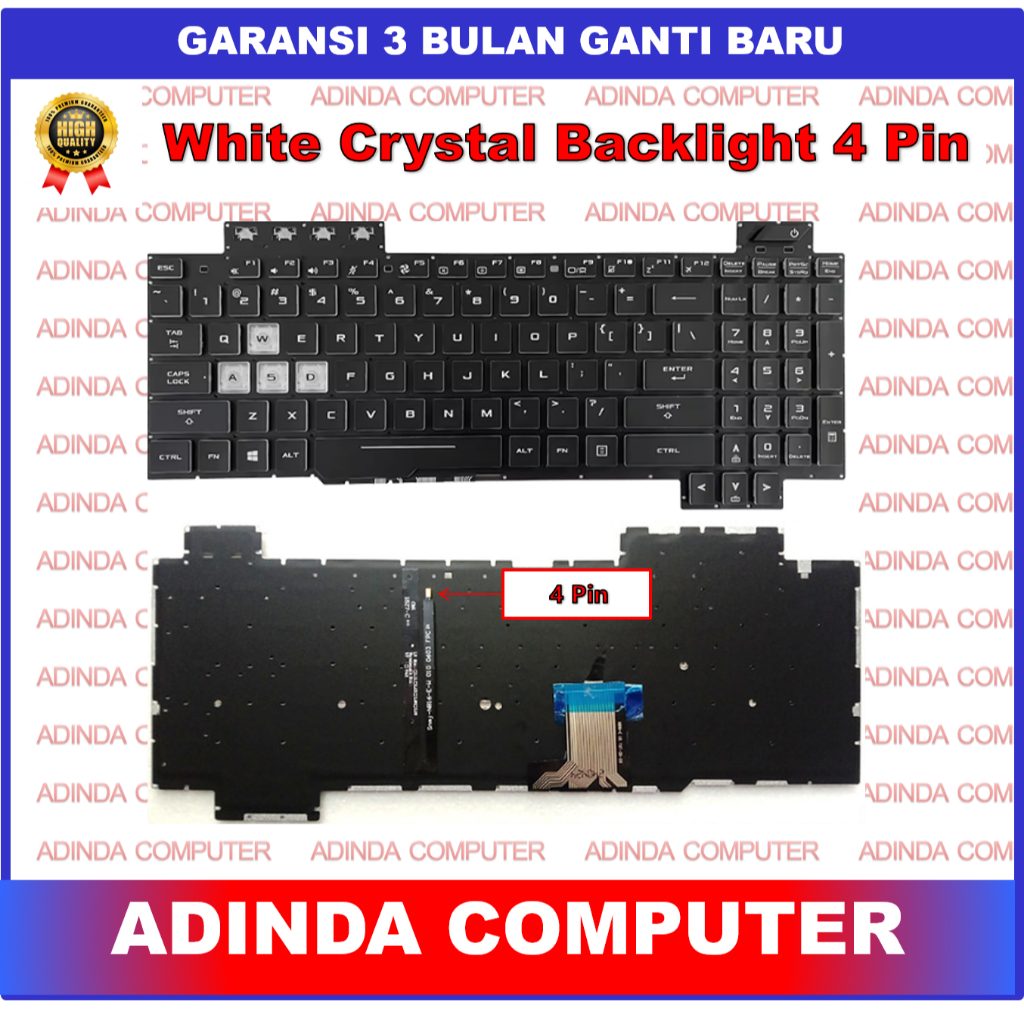 Keyboard Asus TUF FX504 FX705 FX705GM FX705DD FX705DY FX705DU White Font