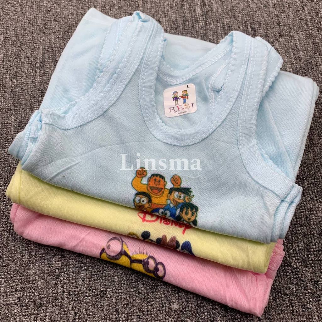 3/1pcs - Singlet anak Kaos dalam Gambar | Singlet Sablon Karakter anak Lucu Kaos Kutang Adem size S 