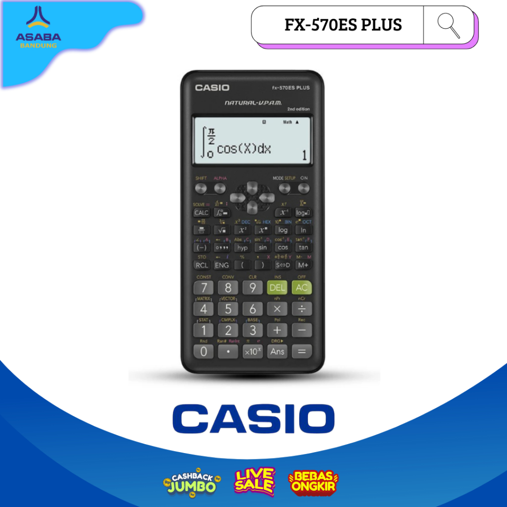

Asaba Bandung - CASIO FX-570ES Plus - Kalkulator Sekolah/Kuliah - Scientific Saintifik - 417 fungsi
