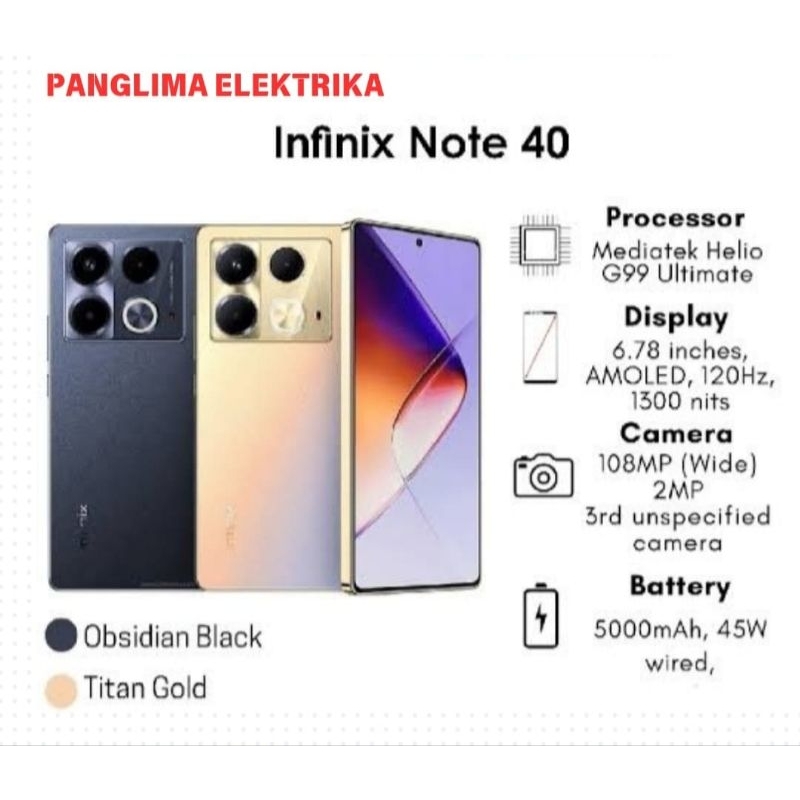 Infinix note 40 amoled 8/256gb garansi resmi