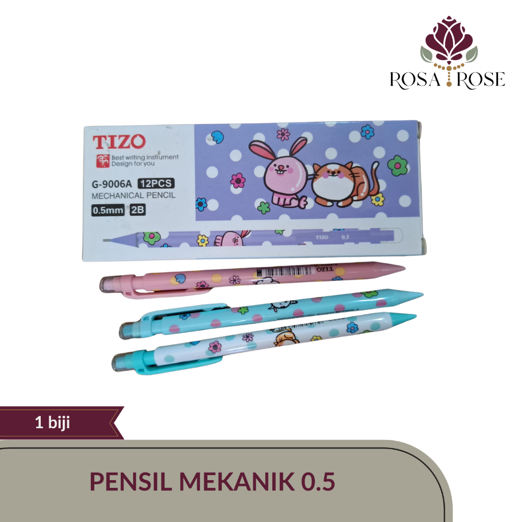 

[1 biji] Pensil mekanik / pensil cetek 2B 0.5 G-9006A TIZO