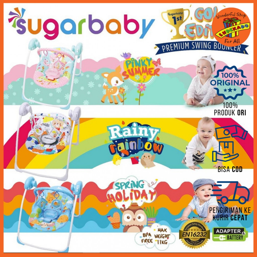 SUGARBABY SWING BOUNCER Elektrik Baby Sugar baby Ayunan Bayi Baby Swing GOLD EDITION  Otomatis - Swi