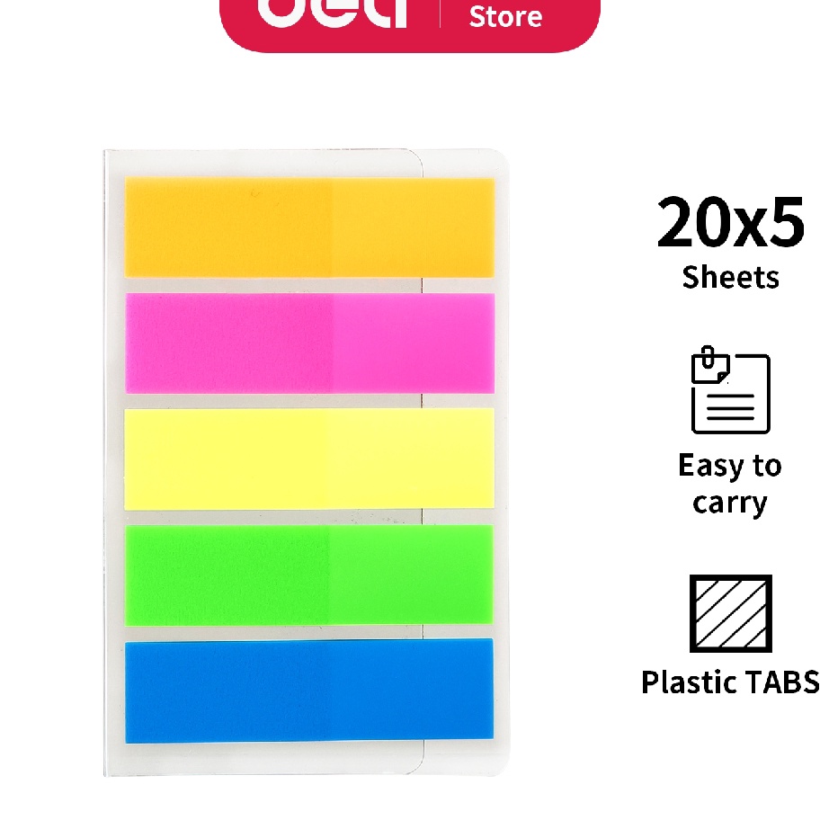 

TRENDY Deli Index Memo Tabs 44 x 12 mm 5 x 2 Sheets 5 Warna Warna perekat kuat tahan lama EA142