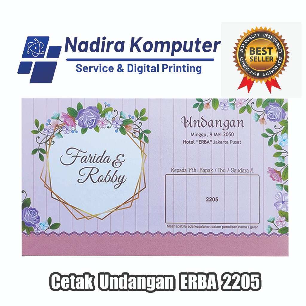 Undangan Pernikahan Tunangan Khitanan dll - ERBA 2205 // 50 pcs Undangan Erba 2205