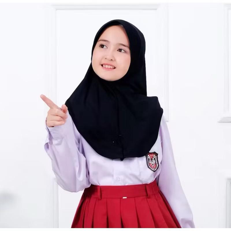 Hijab Bergo Hamidah Jersey Anak | Jilbab Bergo Sekolah Anak