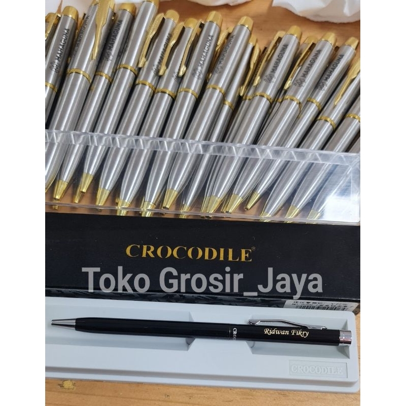 

Pulpen Crocodile Slim Original Black Silver Bisa Ukir Nama Sendiri