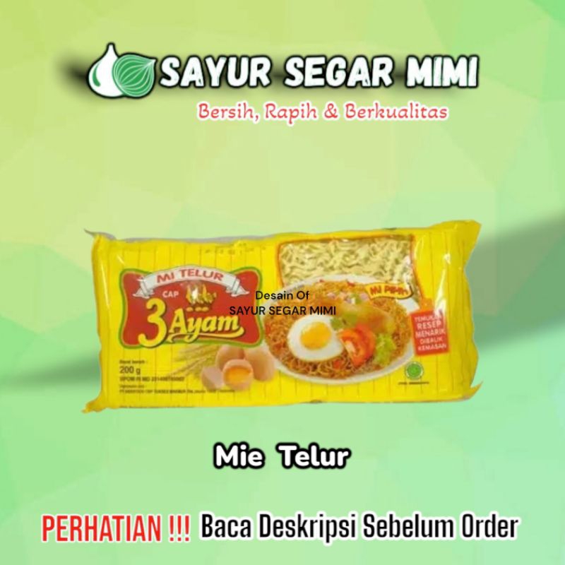 

Mie Telor Kuning cap 3 Ayam 200gr - Sayur Segar Mimi