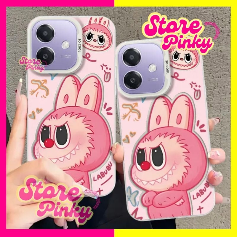 Case OPPO A3X 5G Casing Motif Cartoon Labubu Pink Cute Premium Softcase Rekomendasi Ponsel