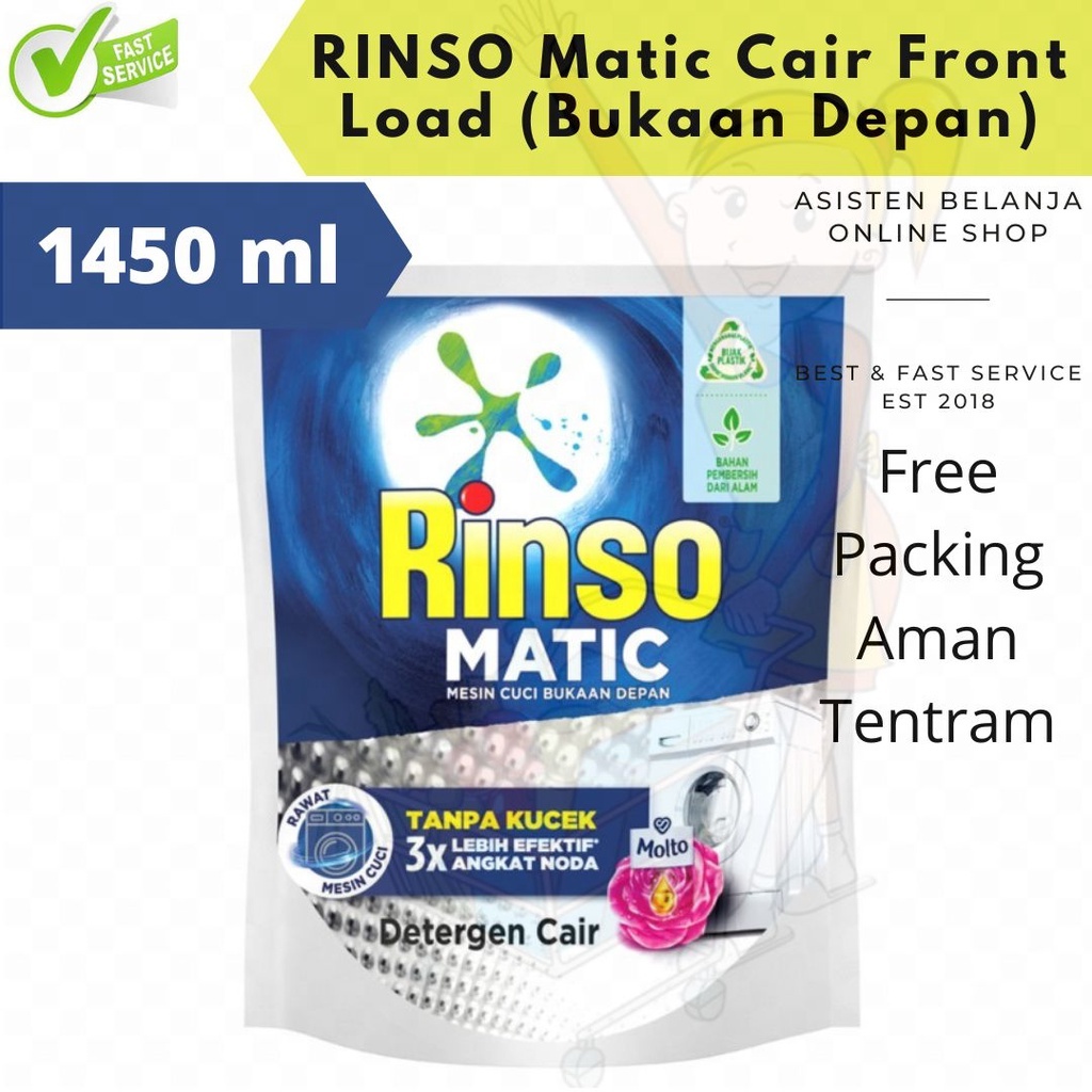 Rinso Cair Matic Front Load 1.45 | Detergent Cair Metik Rinso Bukaan Depan 1.45 Liter